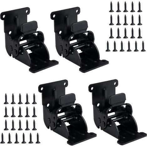 set of 4 self-locking hinges, 0-180°, waterproof and rustproof. (Black).High quality enhances quality of life. (1/5)