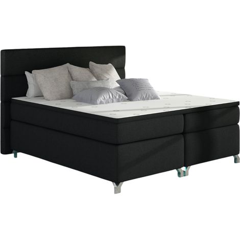 Lit boxspring 160x200 tissu noir Mador (1/5)