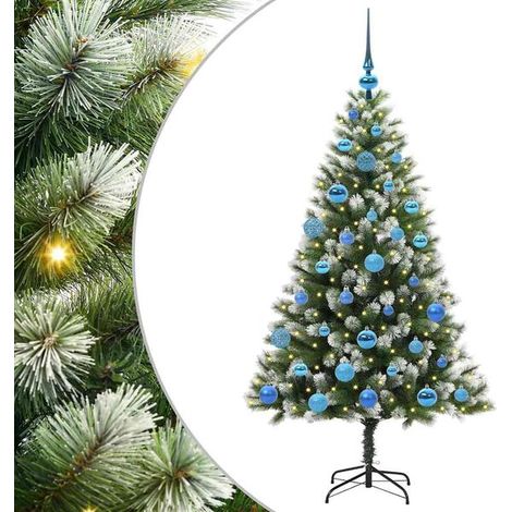 Sapin de Noël artificiel à charnière avec décorations en forme de flocons de neige (1/5)