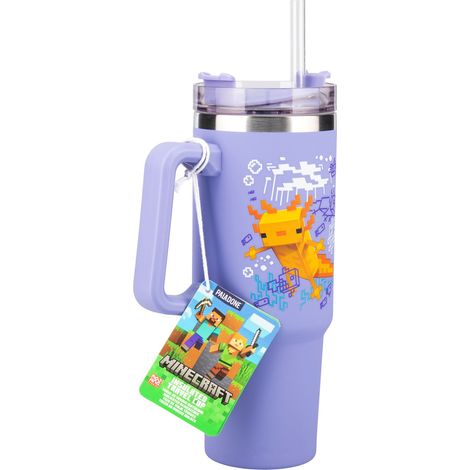 Minecraft Purple 900ml Insulated Cup and Straw