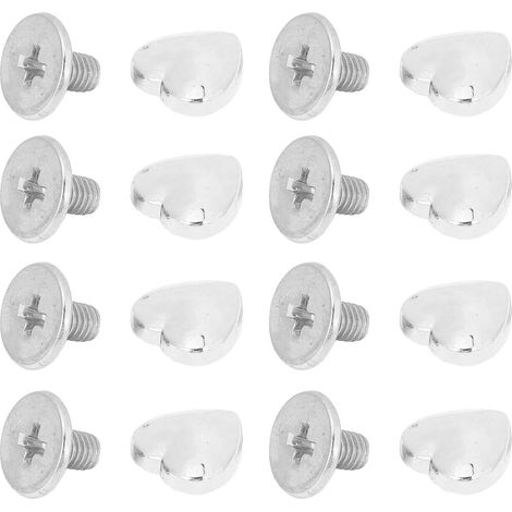 20 Stück herzförmige Nieten, 8 mm, Zinklegierung, mit PH-Schrauben für Gürtel, Taschen, Hüte, Kleidung, Schuhe, Silber (1/5)