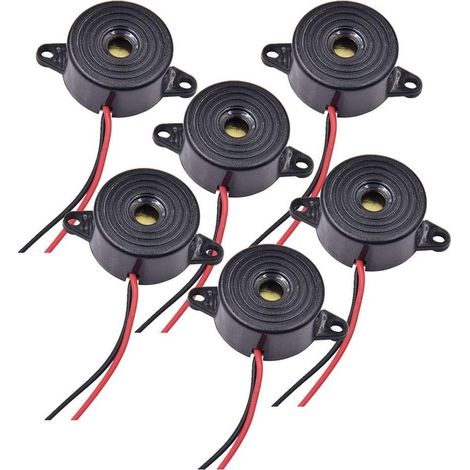 Buzzer Électronique 12v Buzzer DC 3-24V Sirène 12v Buzzer 90dB Alarme Électronique Buzzer Système D'alarme Buzzer pour Circuits Physiques, Son Continu, 6 Pièces, Longueur du Câble 10 mm (1/4)