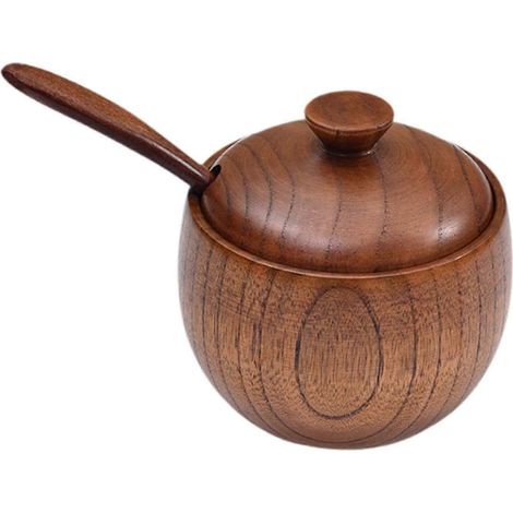 Gewürzdose aus Holz, Küchenbehälter, Retro-Organizer, multifunktionale Gewürzbox mit Deckel, Zuckerdose für Kaffeebar, Pfefferstreuer-single jar (1/5)