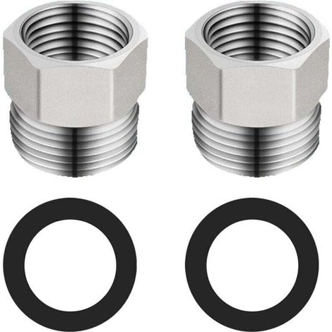 Raccord de Tuyau Rond, réducteur de tuyau de douche, G1/2" à G3/8", Acier inoxydable, Chrome (1/4)
