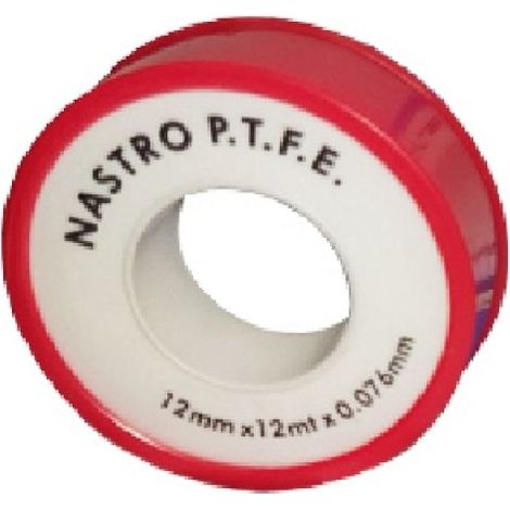 ROTOLINO NASTRO TEFLON P.T.F.E. ECONOMICO MT 12 mm 12 x 12 mt x 0,076