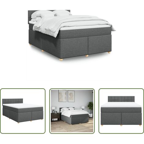 vidaXL Taschenfederkern - Boxspringbett mit Matratze Dunkelgrau 160x200 cm Stoff (1/5)