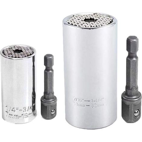 4Pcs Clé à Douille Universelle 7-32mm Manchon Multifonctionnel Chrome Vanadium Alliage Magic Sleeve Portfolio Tools Sleeve Head