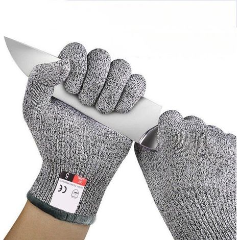 Schnittfeste Handschuhe Schutzstufe 5 bequem und elastisch geeignet für den Einsatz in der Küche zum Schneiden von Fleisch und im Garten Größe S 20 cm (1/5)