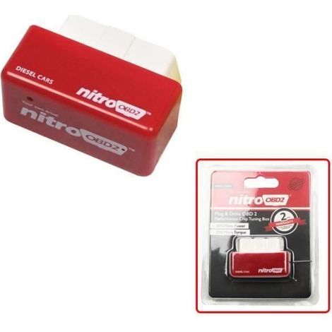 Boîte de performance - Nitro OBD2 - Compatible voitures diesel - Couleur rouge - Réglage ECU automatique