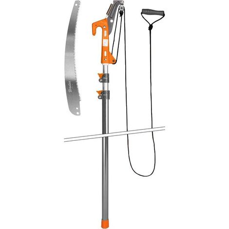 Scie télescopique aluminium 23 cm – Manche ajustable de 155 à 375 cm – Capacité de coupe 20 cm – Sécateur intégré pour élagage – Bradas