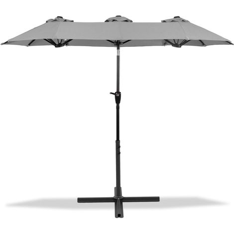 MaxxGarden Ombrellone Doppio – Parasole Grande 300 x 150 m – Ombrellone da Giardino con Manovella Manuale – Impermeabile e con Protezione Solare – Per Terrazza e Spiaggia – Colore Grigio (1/8)
