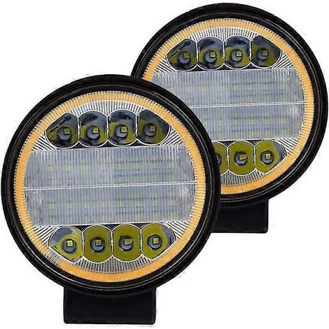 Barre lumineuse LED Nlpearl pour travail tout-terrain 4x4, compatible Jeep, camion, tracteur, bateau, SUV, quad, antibrouillard, 12 V/24 V, 2 pièces, 72 W, jaune (1/5)