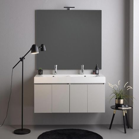 Mueble De Baño Suspendido 120Cm Gris Perla, Lavabo 2 Senos Y Espejo  Vittoria (1/5)