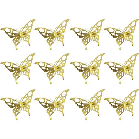 Sticker mural papillon 3D – Autocollant et imperméable – Lot de 12 pour salon, chambre d'enfant (1/5)