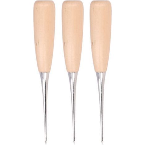 3 Pieces Leather Awl DIY Pine Wood Tool with Steel Tip for Drilling Leather and Paper (1/5)