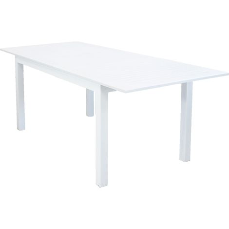 Ausziehtisch "Cube" aus Aluminium-Lamellen für den Außeneinsatz im Garten und auf der Veranda -Tisch 220-280 x 100 cm / Weiß (1/5)