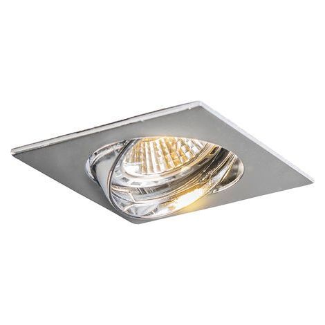QAZQA edu square - Spot encastrable - 1 lumière - L 90 mm - Chrome - Moderne - éclairage intérieur - Salon (1/3)