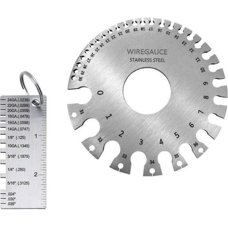 Set aus 2 Edelstahl-Dickenmessgeräten, Drahtstärkenmessgerät, Blechschweißwerkzeug, Rundkabel-Dickenmessgerät und Drahtstärkenmessgerät