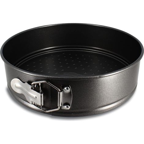 1 Moule à charnière 24cm, Acier carbone antiadhésif noir, Fond amovible, Cuisson gâteau rond (1/5)