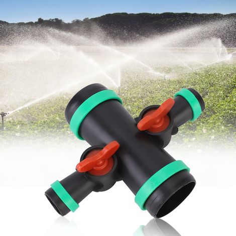 Raccord de tuyau d'irrigation à micro-aspersion, raccord de tuyau à 4 voies, vanne pour arroseurs d'irrigation G1"/G2". (1/5)