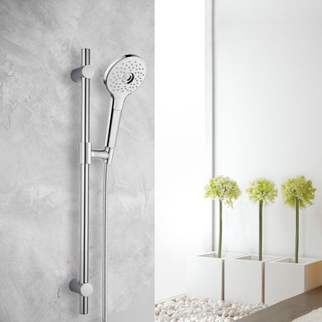Duschsystem MARWELL Handbrause-Set Silver RAINSTAR II - 150x12cm - Duschssystem mit stufenlos verstellbarem Stangengleiter
