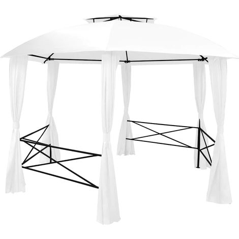 Tonnelle Barnum de Jardin, Pavillon, Pergola, Tente de jardin, avec rideaux 360x312x265 cm Blanc 180 g/m² OIB8069E (1/5)