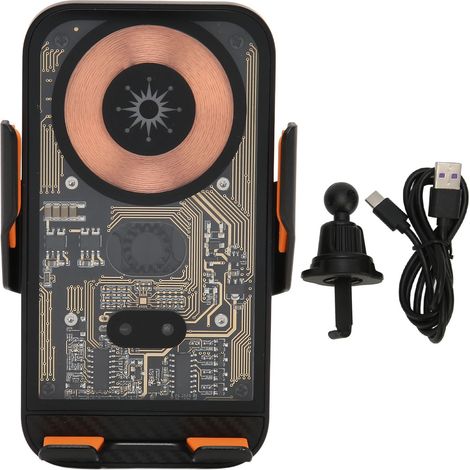 Chargeur de voiture sans fil, boîtier transparent, support rotatif à 360°, bouton tactile, capteur intelligent, support pour téléphone C10 (1/5)