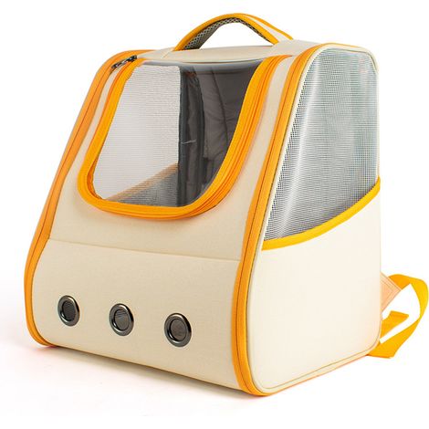 Sac à dos de transport pour chat, bloc de couleur Soda Orange clair, facile à nettoyer, à la mode, pour animaux de compagnie, pour l'extérieur (1/5)