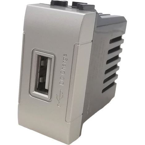 Interruttori prese pulsanti frutti compatibili Bticino Living light Tech international e air grigio argento silver Modulo USB Singolo
