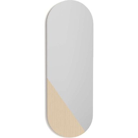 Espejo de pared asimétrico modelo 756 acabado roble, Altura 90cm. Ancho 30cm. Fondo 2cm. (1/3)
