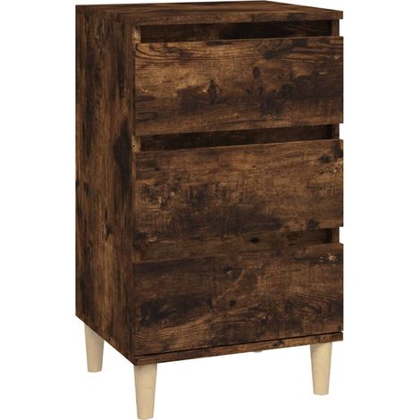 Mesita de noche con 3 cajones 40 x 35 x 70 cm madera contrachapada marrón DEC033604