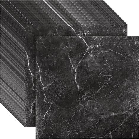 40 Dalles Sol Vinyle Autocollant Effet Marbre Noir 30x30cm 1,3mm Imperméable Cuisine Salle De Bain (1/5)