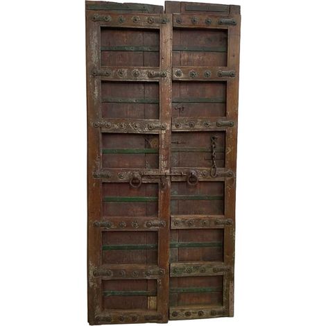 Puerta de madera acabado artesanal marrón 99x7x211h cm