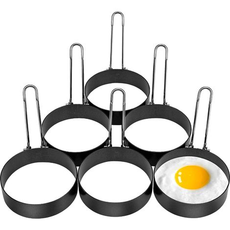 6pcs anneaux de cuisson d'oeufs ronds en acier inoxydable moules de fabricant d'oeufs à frire antiadhésifs (1/5)