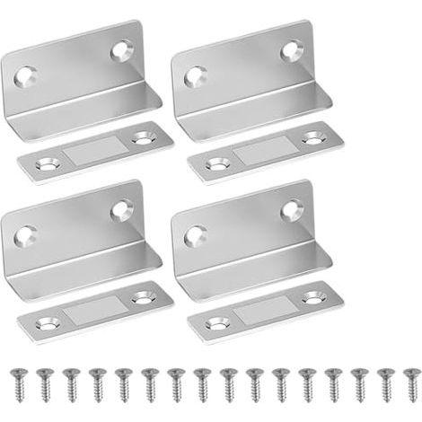 Lot de 4 Aimant Porte Placard, Adhésif Ultra Mince et Adhésif, Puissant Armoire Cuisine pour Fermeture Coulissante, Loquets Magnétiques à Coller Tiroir Coulissant, Noir - (1/5)