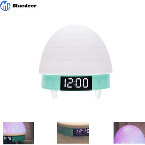 Nouveau Igloo Time Light Réveil Électronique Cadeau Créatif Électronique Réveil Ambiance Lumière Enfants Dormir Musique (1/2)