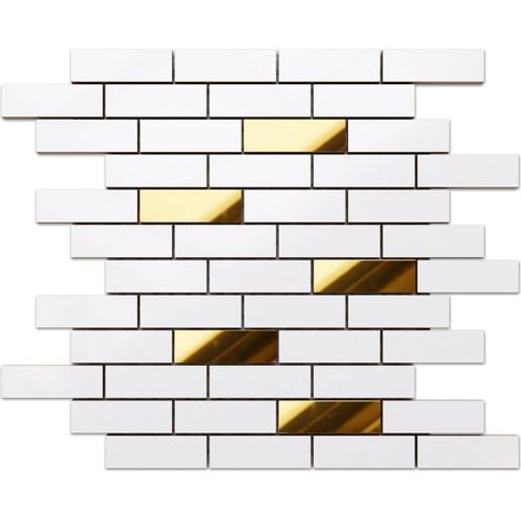 Ilcom mosaico in ceramica per bagno o cucina 37.3cm x 29.8cm - Mat gold mine (1/4)