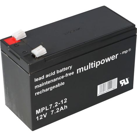 Multipower MPL7,2-12 AGM Longlife-Bleiakku 12V 7,2Ah – F6,3 mm (1/5)