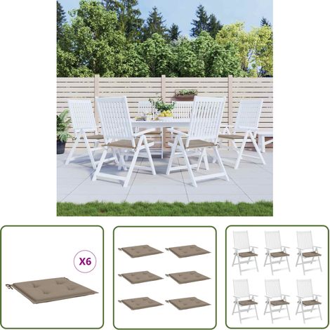 The Living Store Coussins de chaise jardin lot de 6 taupe 40x40x3cm tissu oxford - Coussin De Chaise - Coussin Exterieur - Coussin Jardin - Coussin Confortable - Coussin Taupe (1/5)
