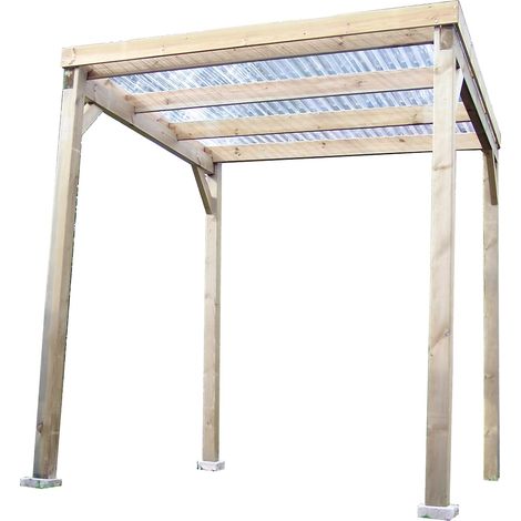 Habrita – Carport toit plat en pin traité autoclave 4 m2 – Hauteur de passage 197 cm – Fixations non fournies – CAR2020TA