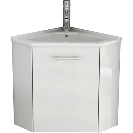 Mobile bagno angolare bianco lucido con lavabo in ceramica integrato HOMVRA (1/5)