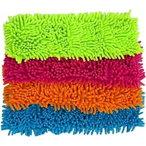 Balai de rechange en microfibre, tête de balai humide et sèche, super absorbant (lot de 4 : 1 rose, 1 vert, 1 orange, 1 bleu) (1/4)