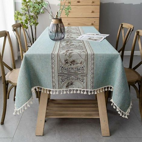 nappe Rectangulaire Anti Tache Nappe(carr, 140 X 140 Cm) Lin Coton Nappe Brod Nappes Imprimes Lgantes De Style Chinois Pour Table De Cuisine Decor (1/5)