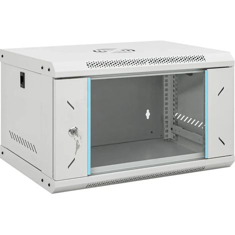 Armoire réseau murale 6U 53 x 40 x 30 cm serrure sécurisée entretien facile style contemporain en acier gris (1/5)