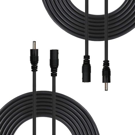 2 Pièces 3 Mètres Rallonge Cordon d'alimentation DC 1.35mm x 3.5mm Mâle à Femelle DC Plug Rallonge Cordon, Adapté pour Appareils Photo, Adaptateur Secteur, Caméra IP sans Fil - Noir (1/5)