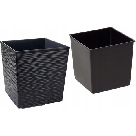Vaso da fiori in plastica nera Lamela 25 cm x 25 x 26 cm 1 pz. (1/5)