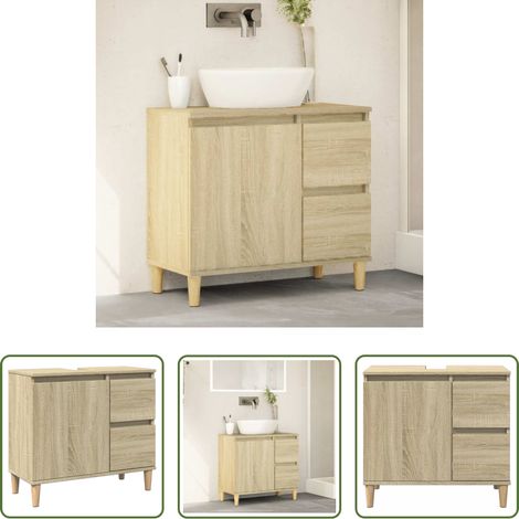 Holzschrank -  Badschrank Sonoma-Eiche 65x33x60 cm Holzwerkstoff (1/5)