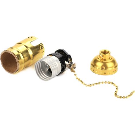 Vintage E27 Aluminiumfassung mit Kette für Schreibtischlampe, goldene Schraubleuchte (1/5)