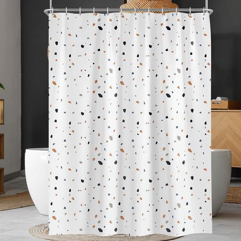 JSSEVN - Cortina de ducha de 180 x 200 cm - Diseño Watermill - Dobladillo con peso - Resistente al moho - Impermeable - Con 12 ojales y anillas para cortina de ducha (1/5)