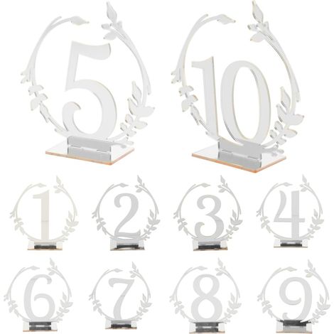 Lot de 10 Panneaux Réservés en Acrylique Argenté Numéros de Table 1 à 10 pour Mariage Restaurant et Banquet Panneaux de Table Réservée Réutilisables et Résistants à la (1/5)